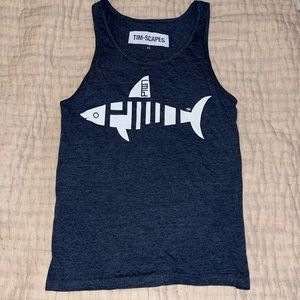 5/$5 Timescapes PTown soft navy fish tank top | XS